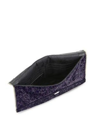 Shop Rebecca Minkoff Glitter Leo Leather Clutch In Purple Multi