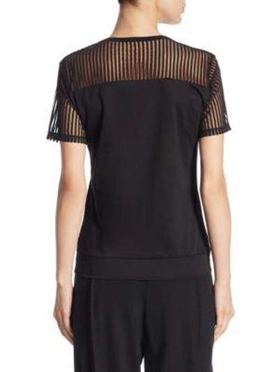 Shop Issey Miyake Striped Panel Top In Black