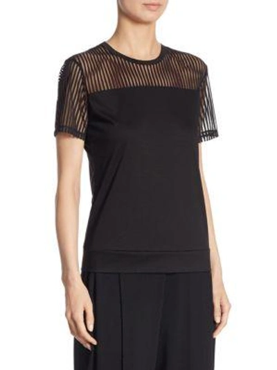 Shop Issey Miyake Striped Panel Top In Black