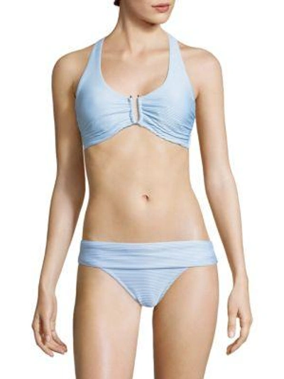 Shop Heidi Klein Ribbed Bikini Top In Baby Blue