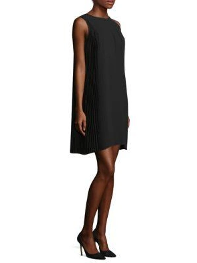 Shop Eileen Fisher Roundneck Pleated Dress In Black