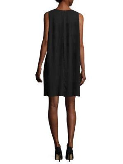 Shop Eileen Fisher Roundneck Pleated Dress In Black