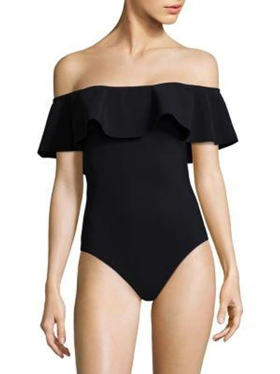 Shop Karla Colletto Swim One-piece Ruffle Swimsuit In Black