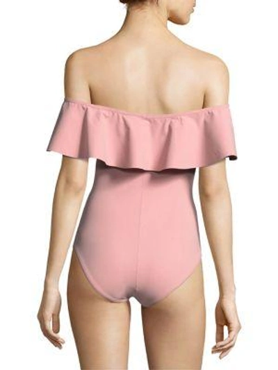 Shop Karla Colletto Swim One-piece Ruffle Swimsuit In Blush