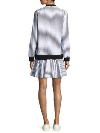 Shop Prose & Poetry Tanner Sweatshirt Dress In Indigo Stripe