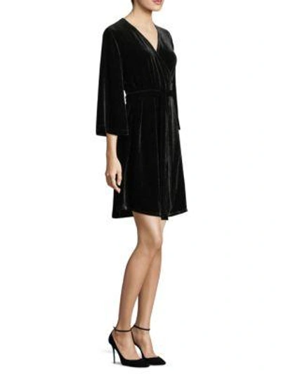 Shop Eileen Fisher Velvet Three-quarter Wrap Dress In Black