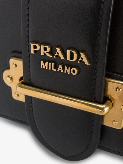 Shop Prada Black Cahier Leather Belt Bag