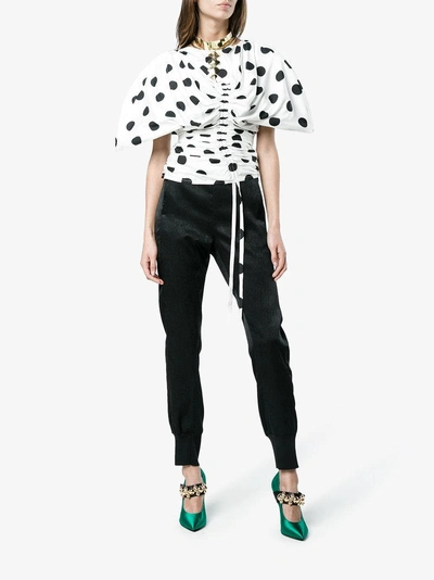 Shop Jacquemus Le Vallauris Fronce Polka Dot Ruched Top In White