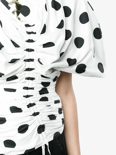 Shop Jacquemus Le Vallauris Fronce Polka Dot Ruched Top In White