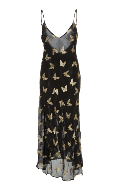 LOVESHACKFANCY BUTTERFLY RUFFLE SLIP DRESS LD245298BLK