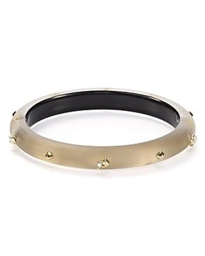 Shop Alexis Bittar Golden Studded Hinge Bangle In Gray