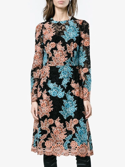 Shop Dolce & Gabbana Embroidered Lace Dress In Multicolour