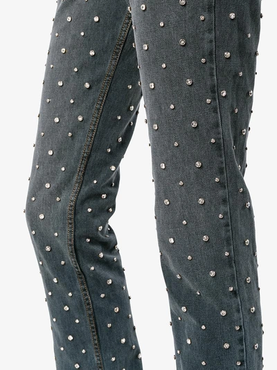 Shop Isabel Marant Ulano Swarovski Crystal Embellished Straight Jeans In Grey