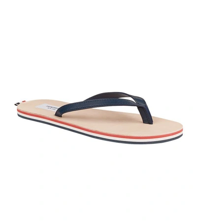 Shop Thom Browne Striped Sole Flip Flops In Navy