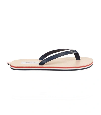 Shop Thom Browne Striped Sole Flip Flops In Navy