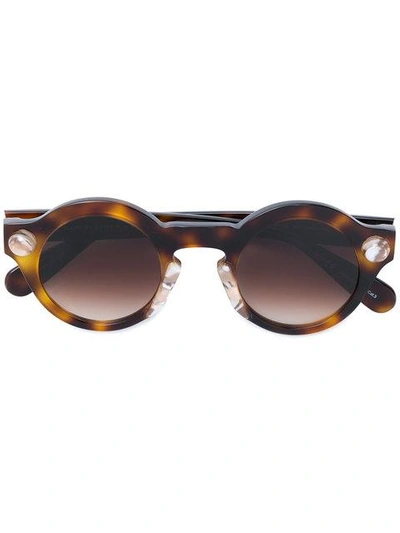 Shop Christopher Kane Eyewear Round-frame Tortoise Shell Sunglasses - Brown