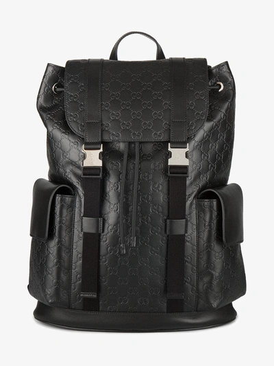 Shop Gucci Signature Leather Backpack In Black