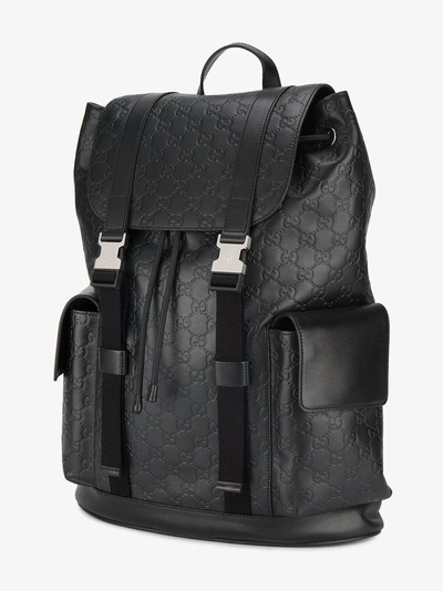 Shop Gucci Signature Leather Backpack In Black