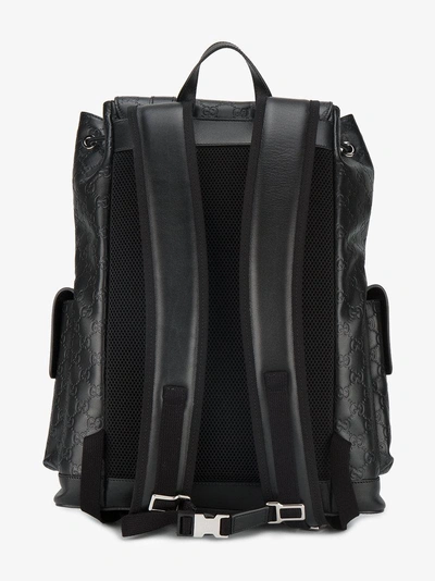 Shop Gucci Signature Leather Backpack In Black