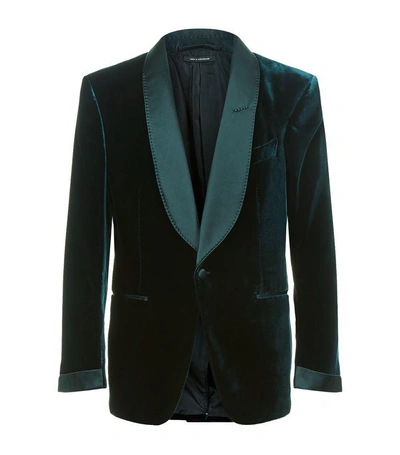 Shop Tom Ford Velvet Shelton Jacket In Green