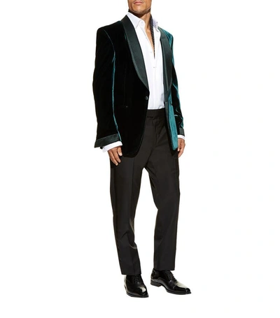 Shop Tom Ford Velvet Shelton Jacket In Green