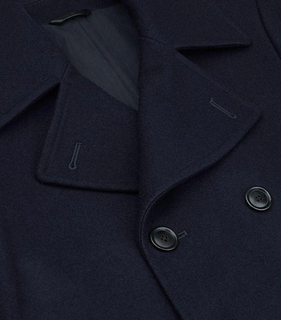Shop Gieves & Hawkes Double Breasted Pea Coat In Navy
