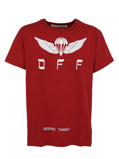 Shop Off-white Seeing Things T-shirt In Rosso-bianco