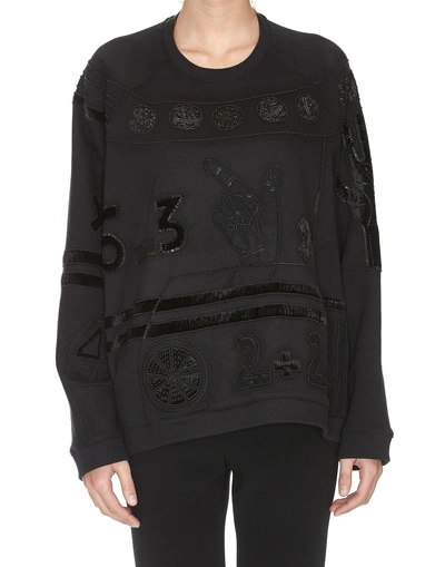 Shop Valentino Counting Motif Sweatshirt In Black