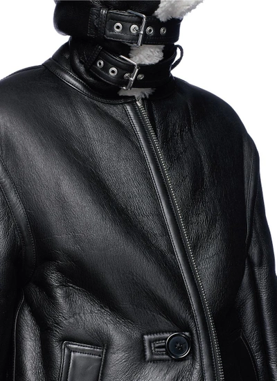 Shop Helmut Lang 'aviator' Shearling Panel Lambskin Leather Jacket