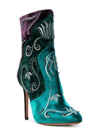 Shop Aquazzura Embellished Ankle Boots