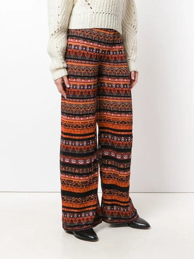 Shop M Missoni Knit Wide Leg Trousers In Multicolour