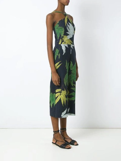 Shop Andrea Marques Printed Midi Jumpsuit In Blue