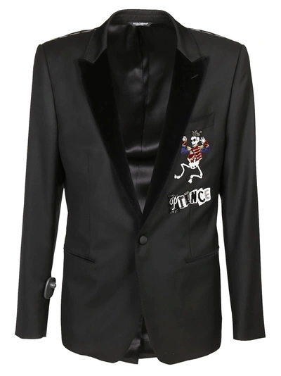 Shop Dolce & Gabbana Skeleton Prince Appliqué Blazer