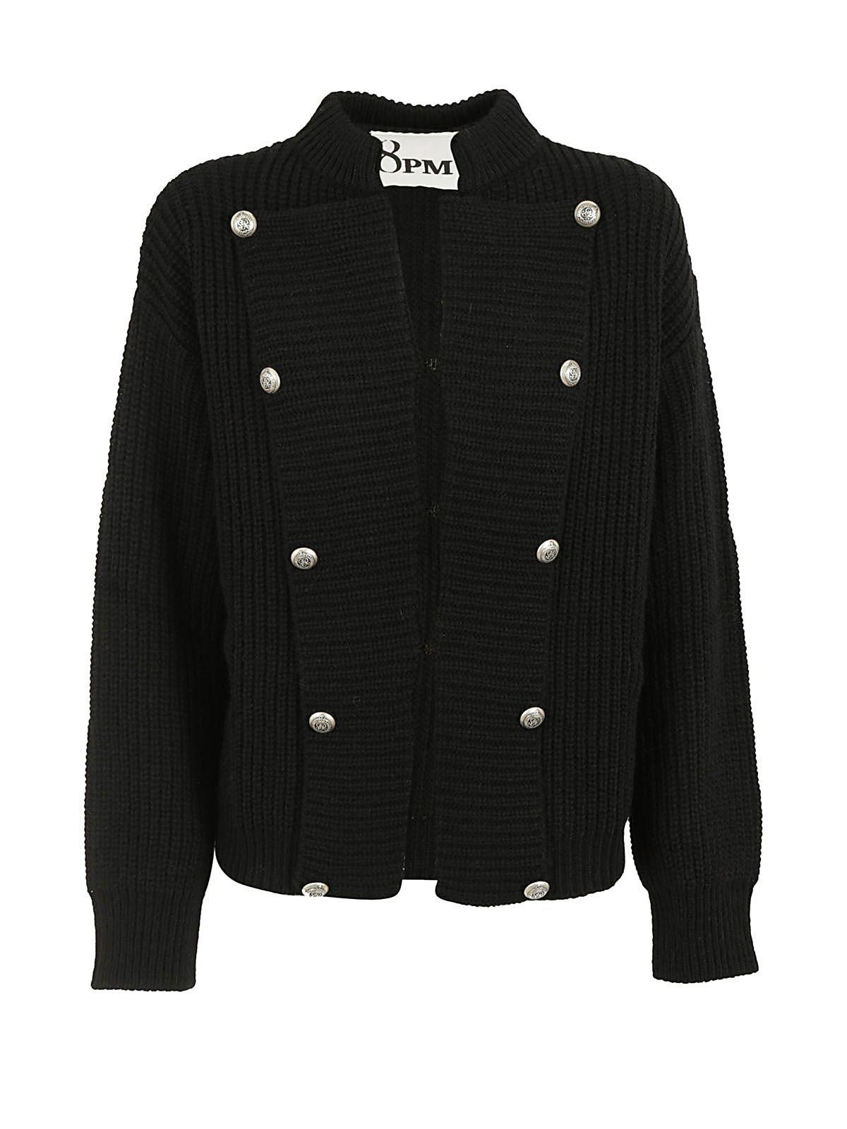 8pm Military Knit Cardigan In Black ModeSens