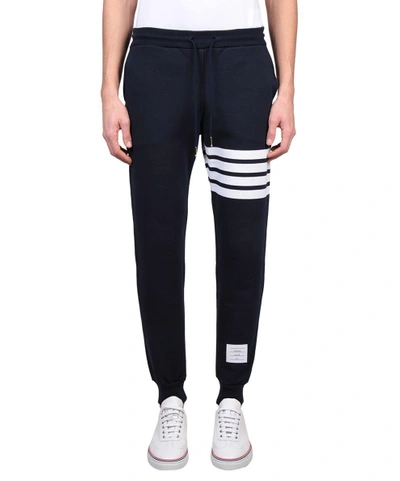 Shop Thom Browne Striped Cotton Sweatpants In Blu