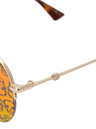 Shop Gucci Eyewear Skull Mirrored Aviator Sunglasses - Metallic