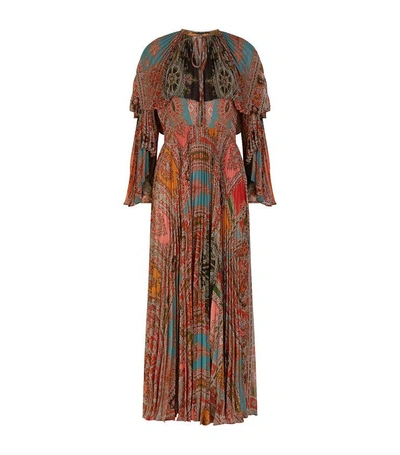 Shop Etro Paisley Pleated Gown In Red