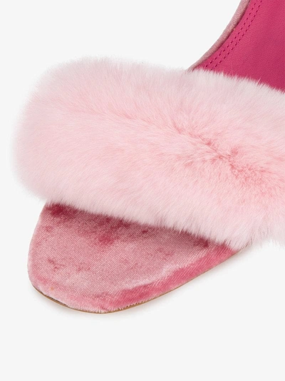 Shop Oscar Tiye Pink Minnie 40 Velvet Fur Sandals In Pink&purple