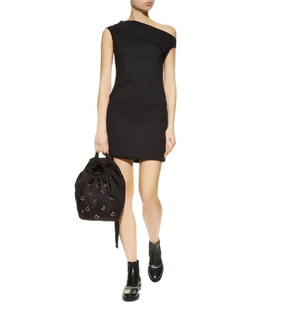 Shop Helmut Lang Asymmetric Mini Dress In Black