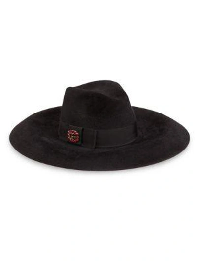 Shop Gucci Moon Wide Brim Hat In Black