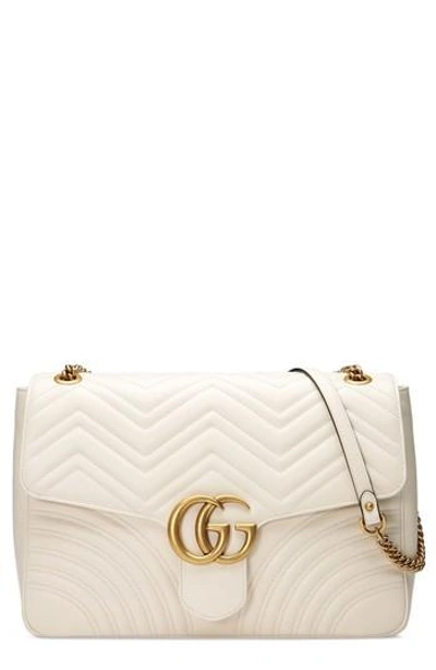 Shop Gucci Gg Large Marmont 2.0 Matelasse Leather Shoulder Bag - White In Mystic White