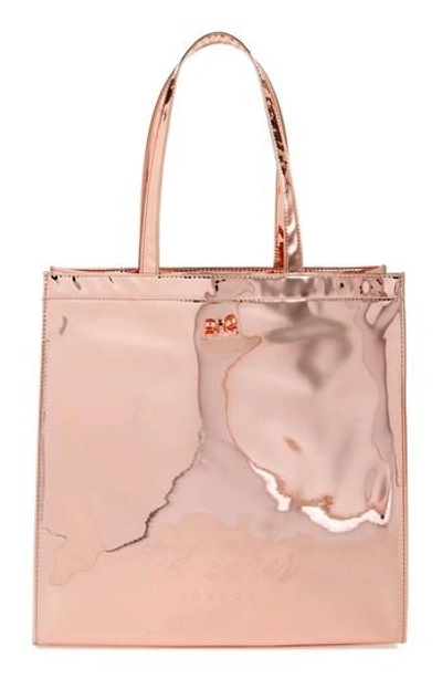 Shop Ted Baker Jencon Mirrored Large Icon Tote - Pink In Rose Gold