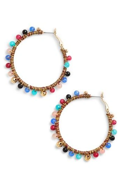 Shop Rebecca Minkoff Morocco Beaded Hoop Earrings In Bright Multi