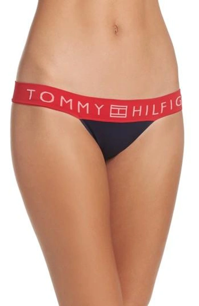 Shop Tommy Hilfiger Seamless Thong In Peacoat