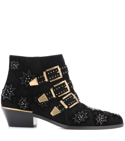 Shop Chloé Susanna Suede Ankle Boots In Black