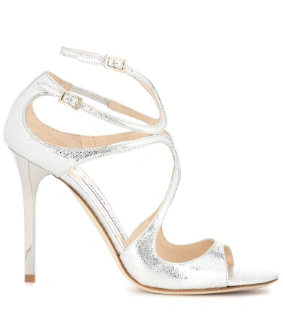 Shop Jimmy Choo Lang Leather Sandals In Silver