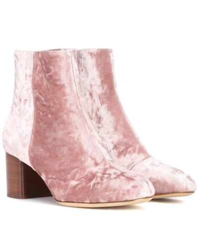 Shop Rag & Bone Drea Velvet Ankle Boots In Pink