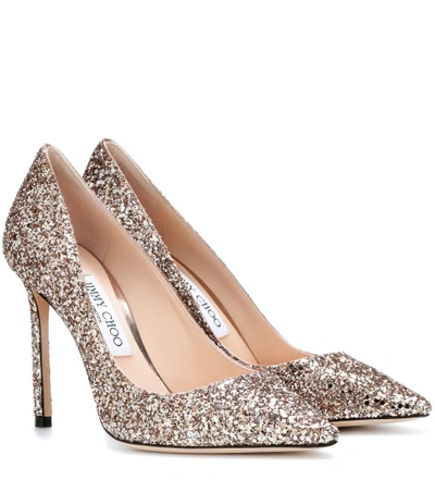 Shop Jimmy Choo Romy 100 Glitter Pumps In Pink