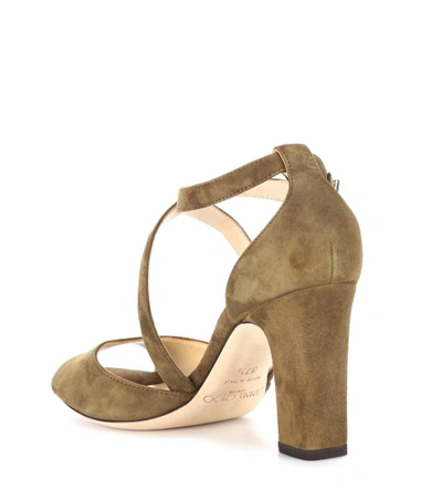 Shop Jimmy Choo Carrie 85 Suede Sandals In Green