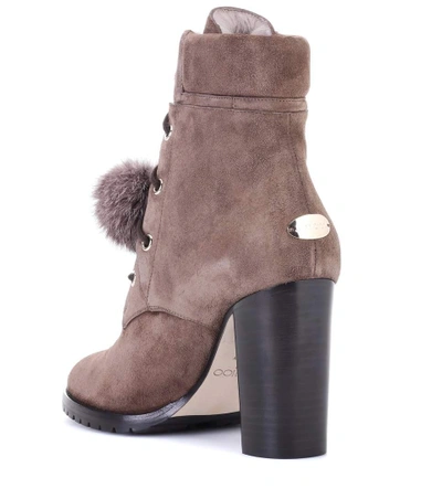 Shop Jimmy Choo Elba 95 Fur-lined Suede Boots In Brown